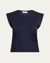 A.l.c Nia Ruched Cap-sleeve Tee In Blue