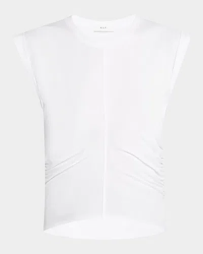 A.l.c Nia Ruched Cap-sleeve Tee In White