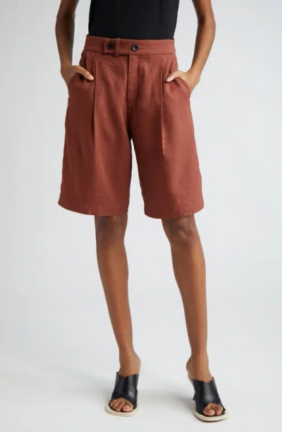 A.l.c Nico Tailored Linen-blend Shorts In Buttercream