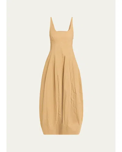 A.l.c Nina Sleeveless Open-back Cotton Midi Dress In Nude