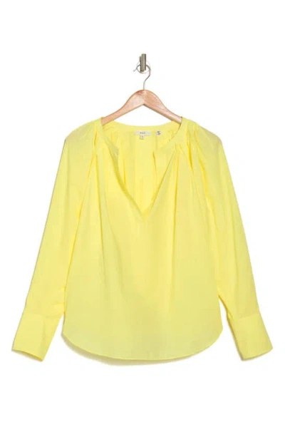 A.l.c Nomad Split Neck Long Sleeve Cotton Top In Canary