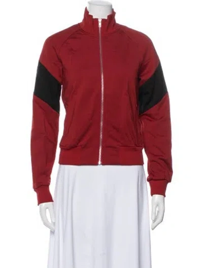 Pre-owned A.l.c Nylon Colorblock Pattern Bomber Jacket In Red