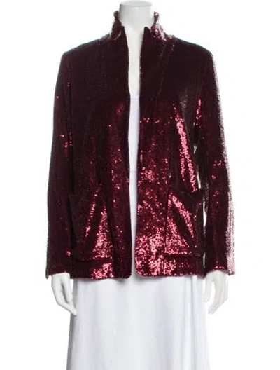 Pre-owned A.l.c Nylon Printed Evening Jacket W/ Tags In Red