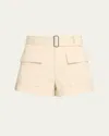 A.l.c Oakland Belted Twill Shorts In Light Limestone