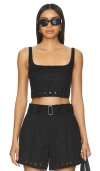 A.l.c Sky Linen Crop Top In Black