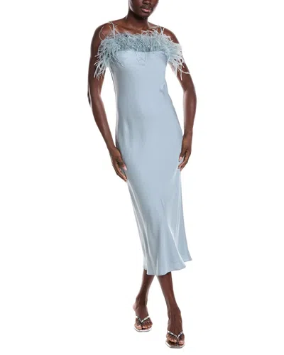 A.l.c Odette Feather-trim Satin Slip Dress In Blue