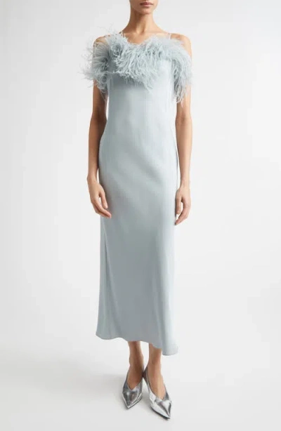 A.l.c . Odette Feathered Crepe Gown In Blue