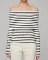 A.l.c . Evelyn Off The Shoulder Merino Wool Blend Sweater In White/midnight