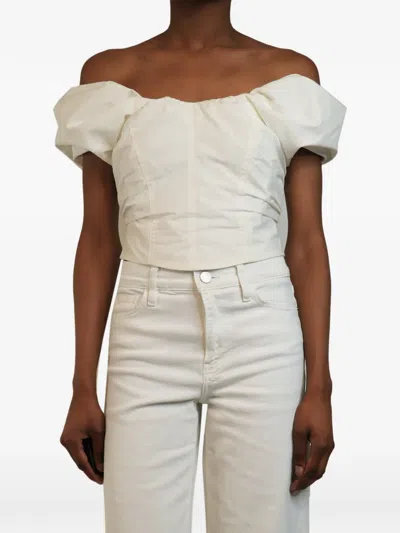 Pre-owned A.l.c Off-shoulder Cropped Top In White
