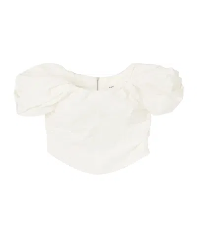 A.l.c Off-the-shoulder Gathered Cotton-blend Poplin Top In White