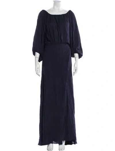 Pre-owned A.l.c Off-the-shoulder Long Dress In Blue
