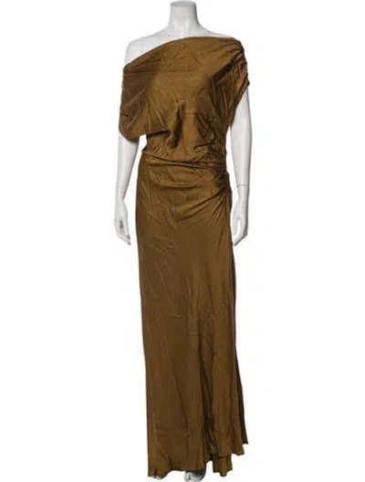 Pre-owned A.l.c Off-the-shoulder Long Dress In Brown