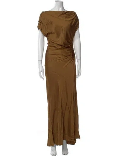 Pre-owned A.l.c Off-the-shoulder Long Dress In Brown