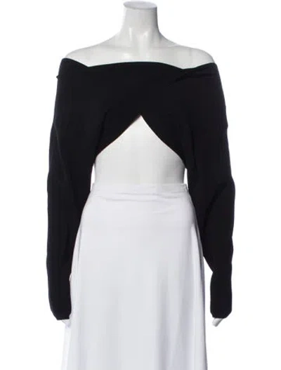 Pre-owned A.l.c Off-the-shoulder Long Sleeve Crop Top In Black