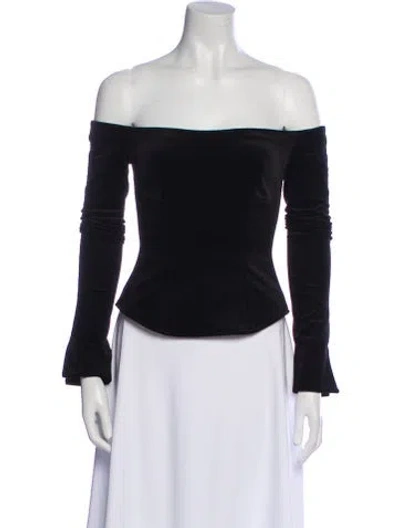 Pre-owned A.l.c Off-the-shoulder Long Sleeve Top In Black