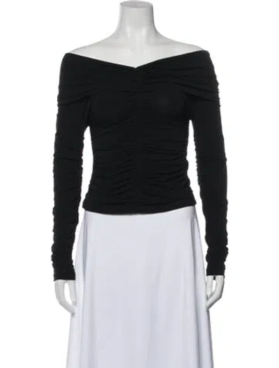 Pre-owned A.l.c Off-the-shoulder Long Sleeve Top In Black