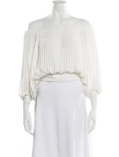 Pre-owned A.l.c Off-the-shoulder Long Sleeve Top In White
