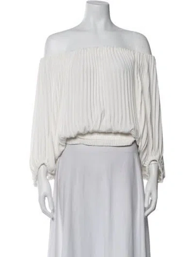 Pre-owned A.l.c Off-the-shoulder Long Sleeve Top In White