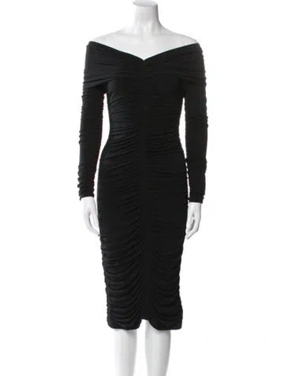 Pre-owned A.l.c Off-the-shoulder Midi Length Dress In Black