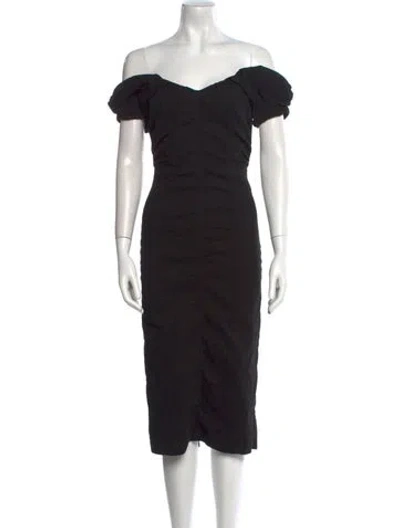 Pre-owned A.l.c Off-the-shoulder Midi Length Dress In Black