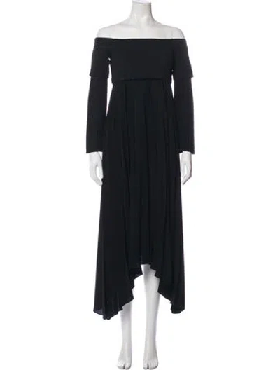 Pre-owned A.l.c Off-the-shoulder Midi Length Dress In Black