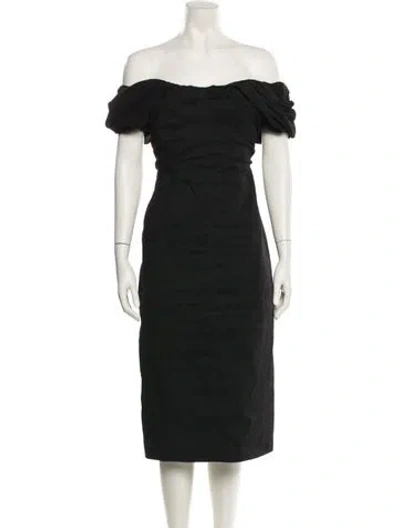 Pre-owned A.l.c Off-the-shoulder Midi Length Dress In Black