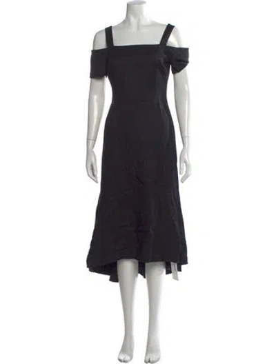Pre-owned A.l.c Off-the-shoulder Midi Length Dress In Black