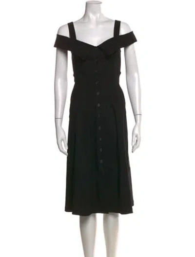 Pre-owned A.l.c Off-the-shoulder Midi Length Dress In Black