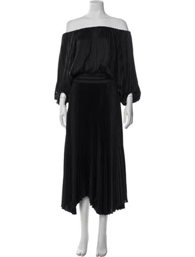 Pre-owned A.l.c Off-the-shoulder Midi Length Dress In Black
