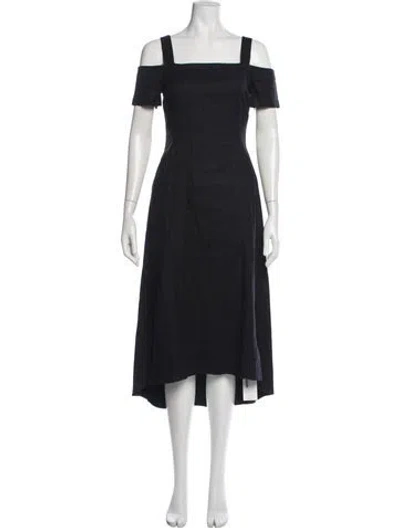 Pre-owned A.l.c Off-the-shoulder Midi Length Dress In Black