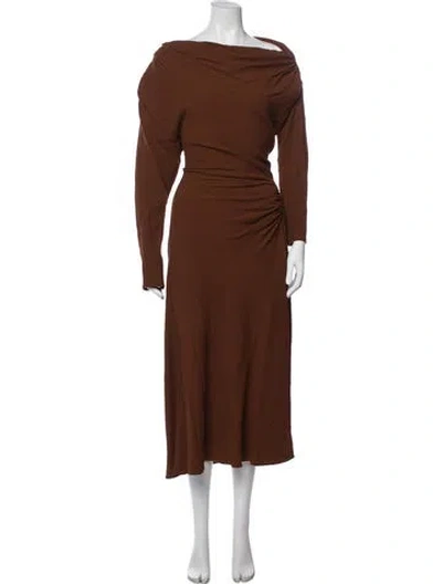 Pre-owned A.l.c Off-the-shoulder Midi Length Dress In Brown