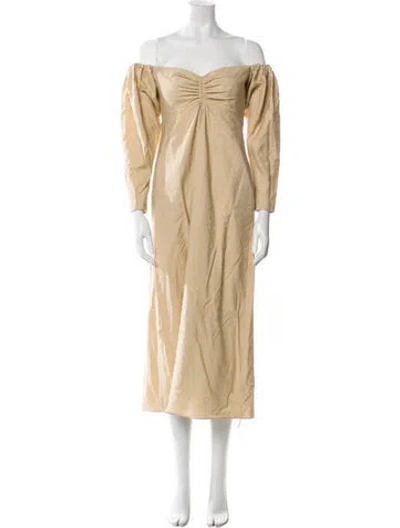 Pre-owned A.l.c Off-the-shoulder Midi Length Dress In Neutral