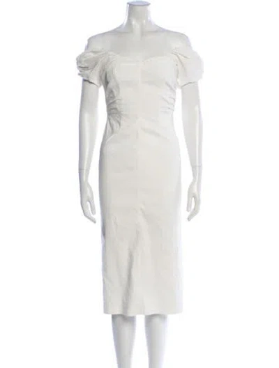 Pre-owned A.l.c Off-the-shoulder Midi Length Dress In Neutral