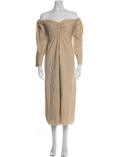 Pre-owned A.l.c Off-the-shoulder Midi Length Dress In Neutral