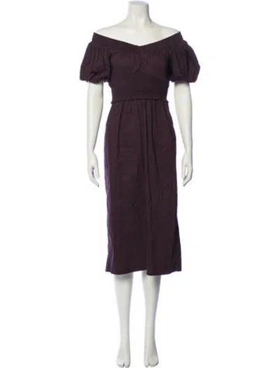 Pre-owned A.l.c Off-the-shoulder Midi Length Dress In Purple