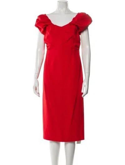 Pre-owned A.l.c Off-the-shoulder Midi Length Dress In Red