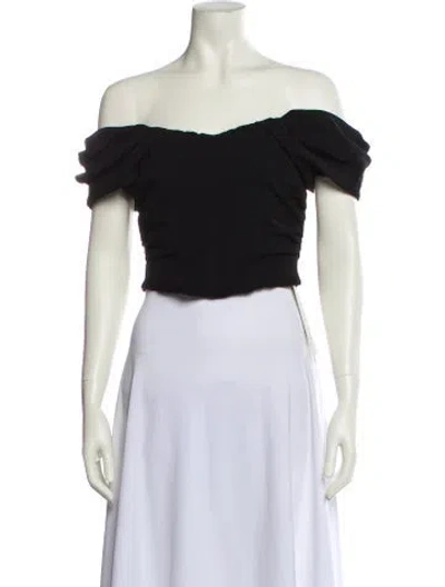 Pre-owned A.l.c Off-the-shoulder Short Sleeve Crop Top In Black