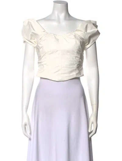 Pre-owned A.l.c Off-the-shoulder Short Sleeve Crop Top In Neutral