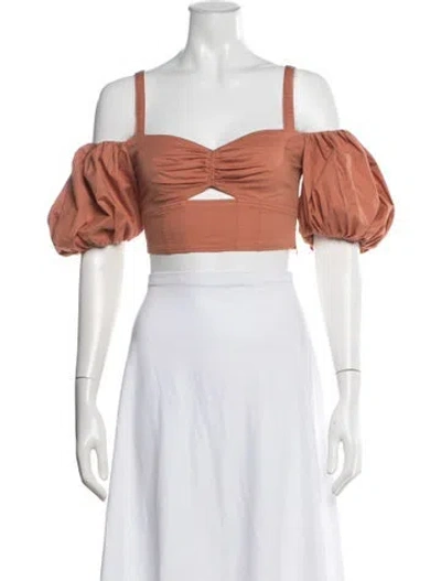 Pre-owned A.l.c Off-the-shoulder Short Sleeve Crop Top In Neutral
