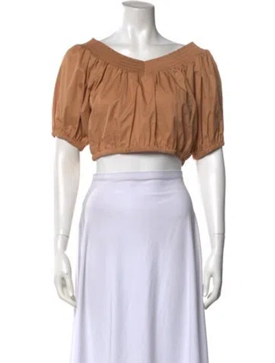 Pre-owned A.l.c Off-the-shoulder Short Sleeve Crop Top W/ Tags In Neutral