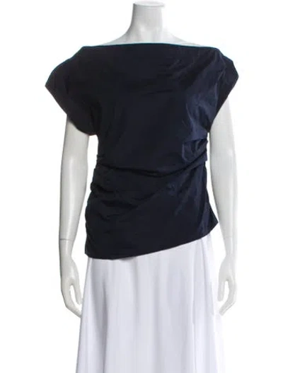 Pre-owned A.l.c Off-the-shoulder Short Sleeve Top In Blue