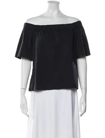 Pre-owned A.l.c Off-the-shoulder Short Sleeve Top In Blue