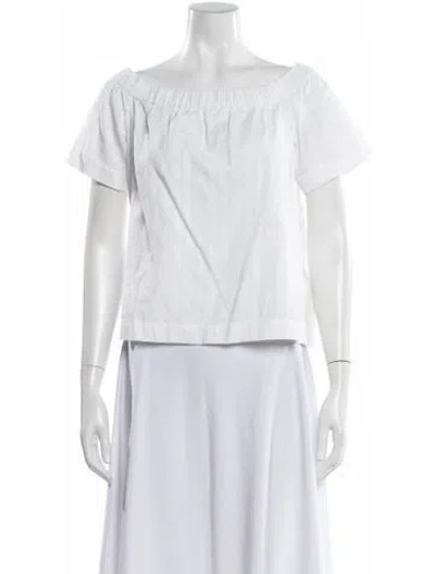 Pre-owned A.l.c Off-the-shoulder Short Sleeve Top In White