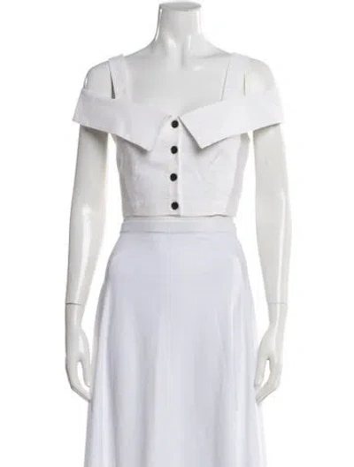 Pre-owned A.l.c Off-the-shoulder Sleeveless Crop Top In White
