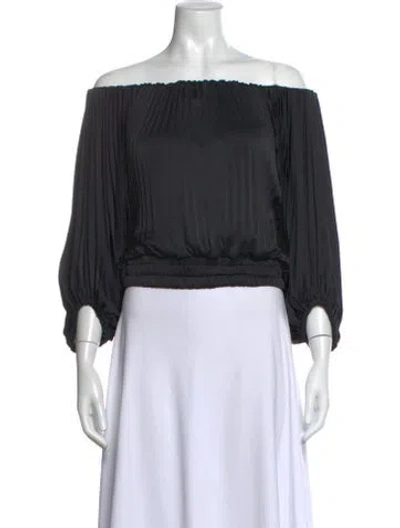 Pre-owned A.l.c Off-the-shoulder Three-quarter Sleeve Top In Black