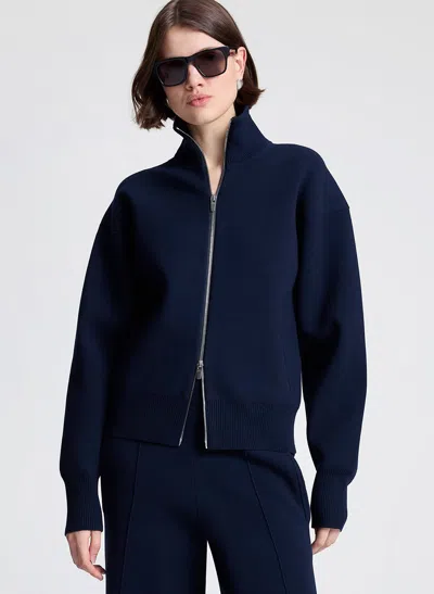 A.l.c Oliver Knit Zip Cardigan In Blue