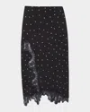 A.l.c Olivia Polka Dot Crepe And Lace Midi Skirt In Black Cream In Black