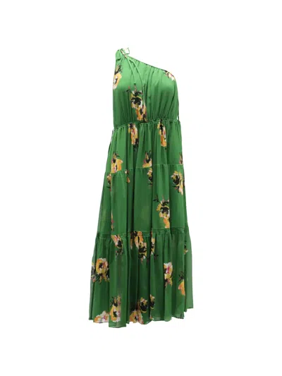 Pre-owned A.l.c One-shoulder Floral-print Dress In Green