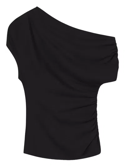 A.l.c One Shoulder Gathered T-shirt In Black