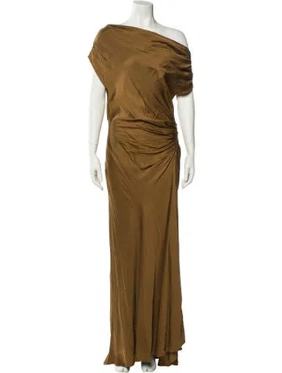 Pre-owned A.l.c One-shoulder Long Dress In Brown